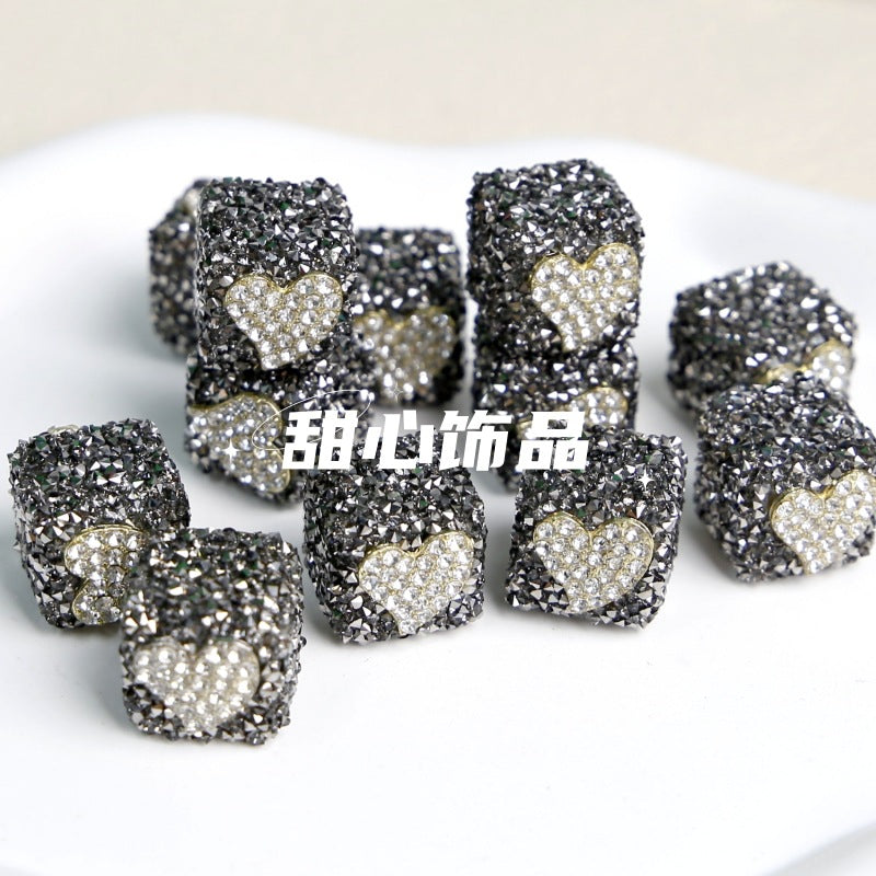 Wholesale 5pcs/pack Black cube sugar diamond DIY beads
